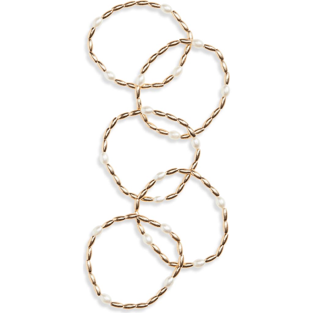 Cara 5-pack Faux Pearl Beaded Stretch Bracelets In Gold