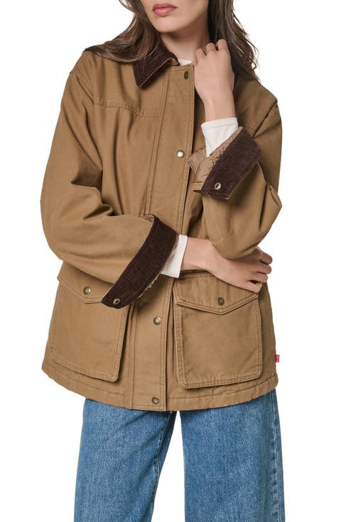 Corduroy Collar Military Jacket