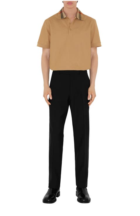 Check Collar Cotton Polo Shirt