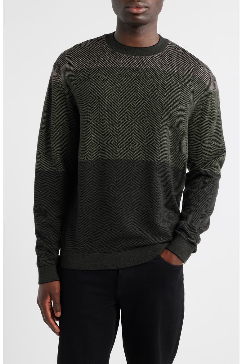 Jacquard Wool Sweater, Main, color, SOLID MEDIUM GREEN