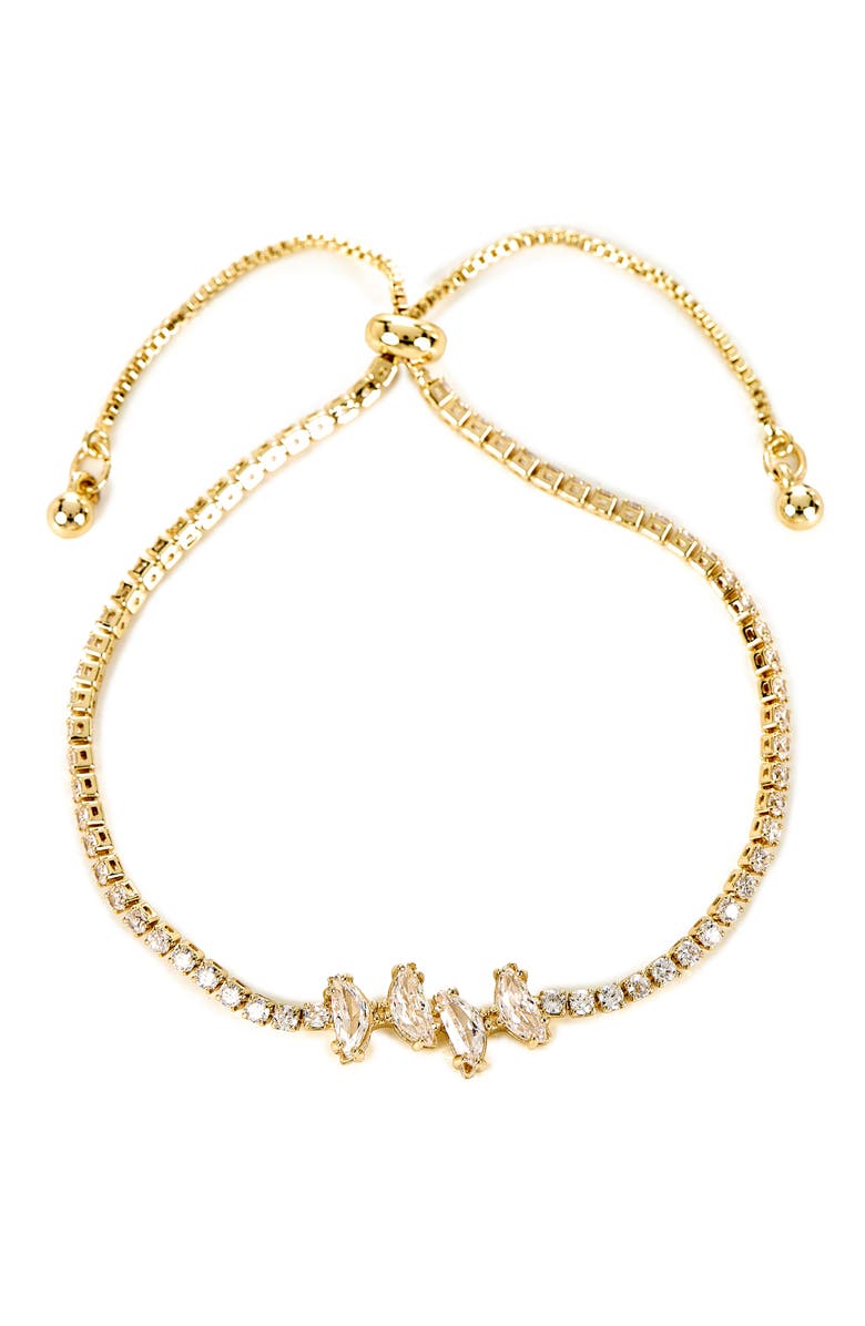 Danecraft Cubic Zirconia Stud Earrings & Tennis Bracelet Set, Alternate, color, Metallic Gold