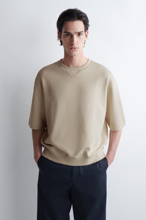 Oversized Short-Sleeved Cotton Sweatshirt