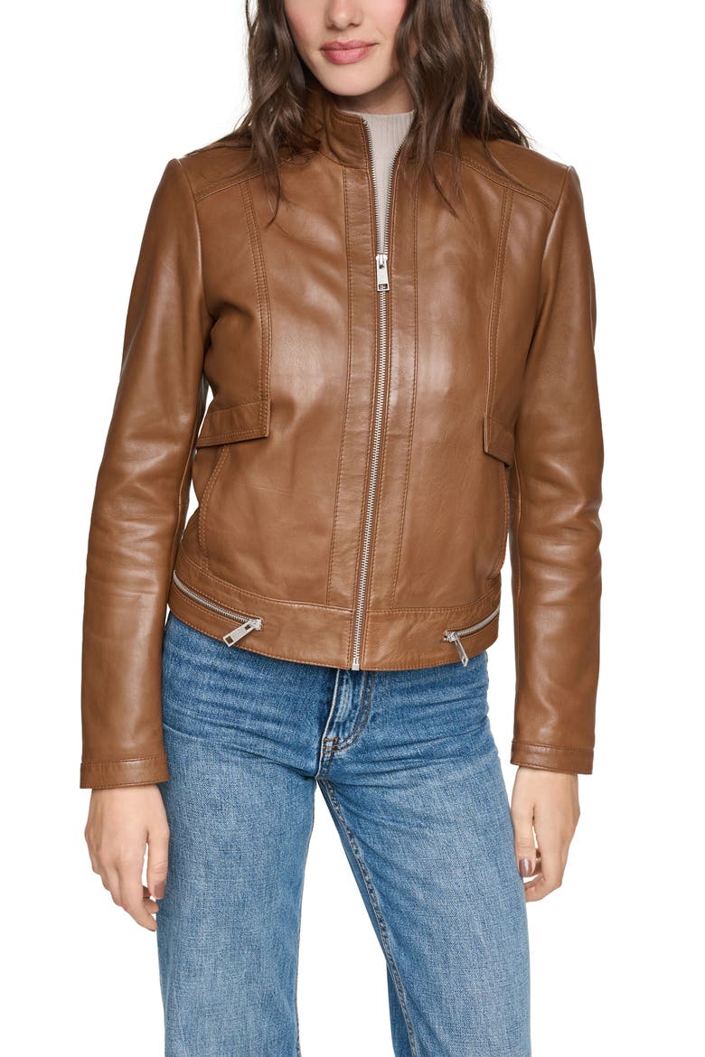 Rowan Leather Racer Jacket, Main, color, COGNAC