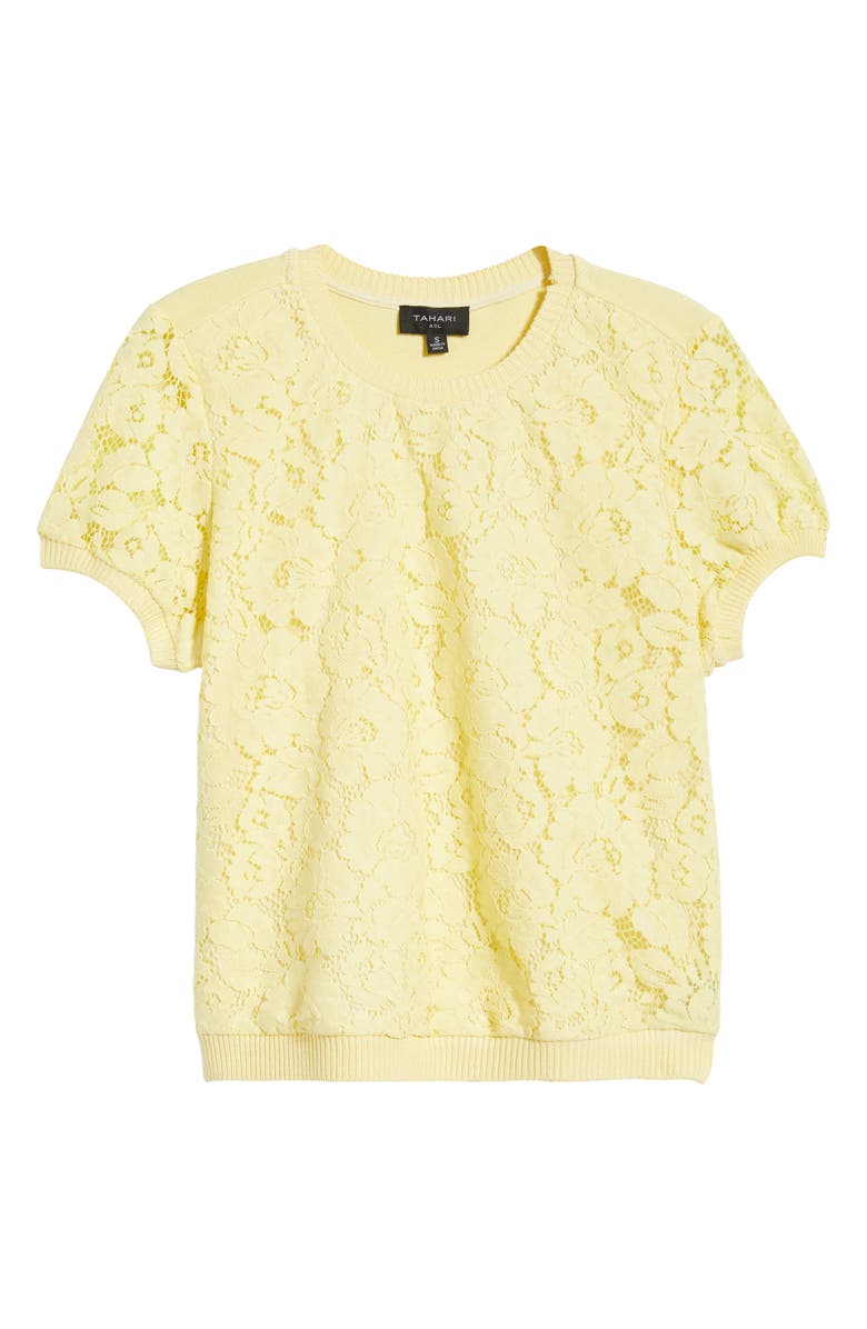 Tahari ASL Lace Front Sweater, Main, color, Buttercup