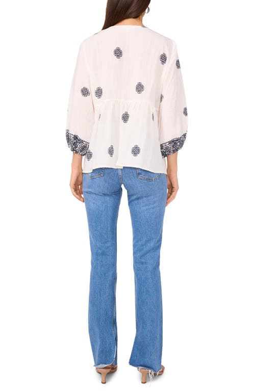 Two By Vince Camuto Tassel Tie Peasant Top In Classic Navy