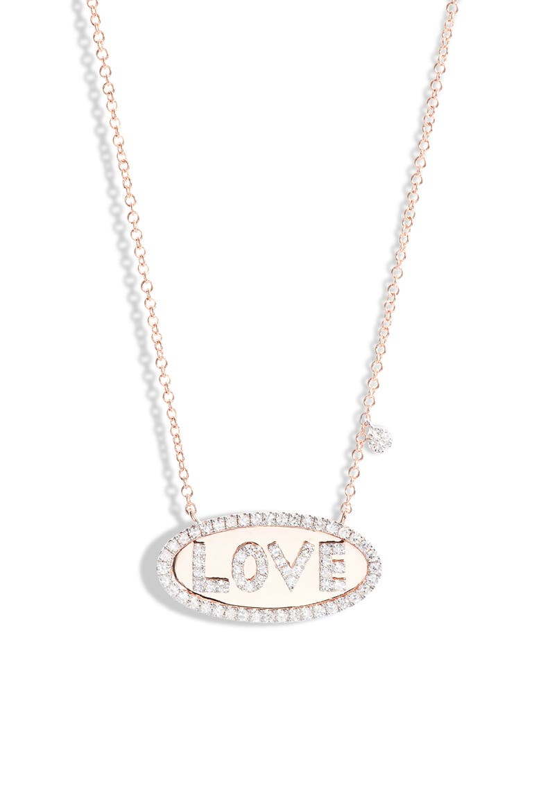 Love Diamond Pendant Necklace, Main, color, ROSE GOLD