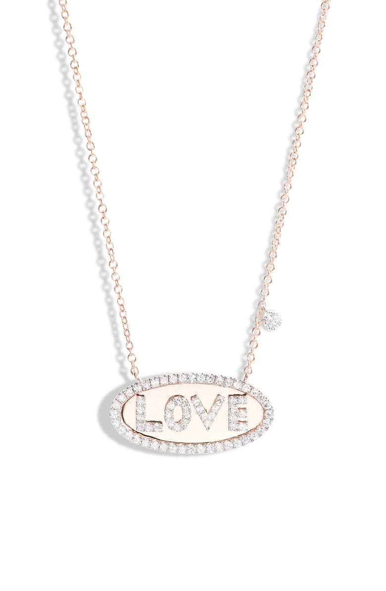 Meira T Love Diamond Pendant Necklace, Main, color, Rose Gold