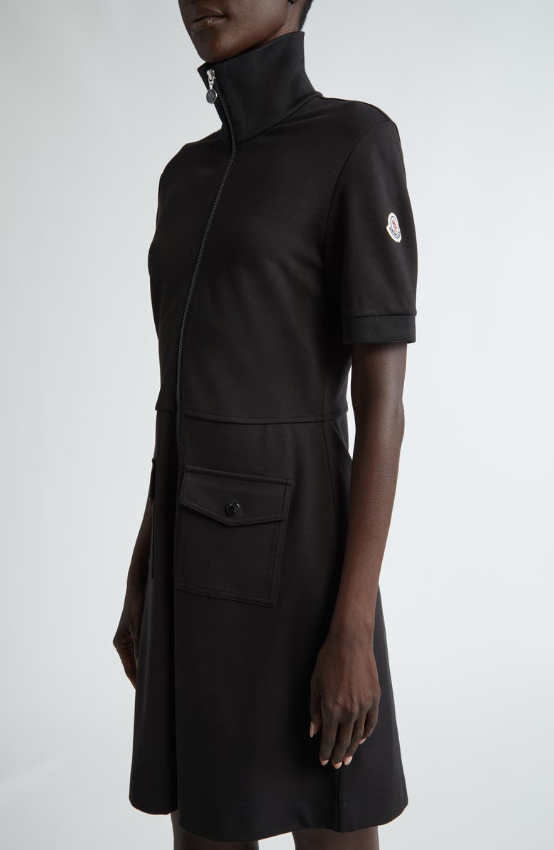 Moncler Zip Front Piqué Knit Polo Dress, Alternate, color,
