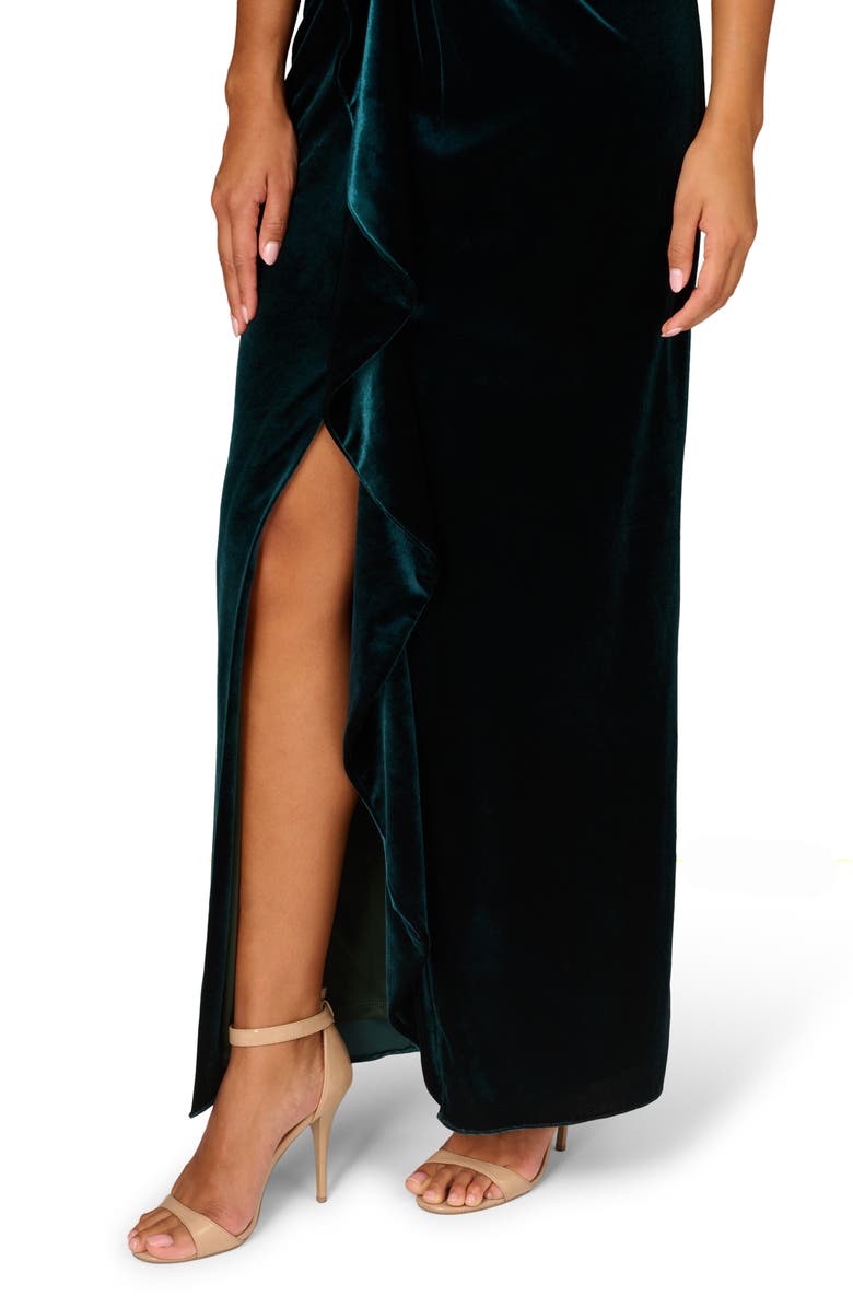 Aidan Mattox by Adrianna Papell Twist Detail Stand Collar Sleeveless Velvet Tulip Gown, Alternate, color, 