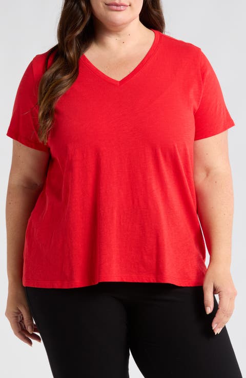 Easy V-Neck Organic Cotton T-Shirt (Plus)