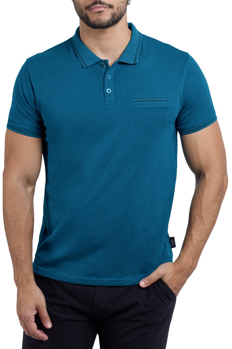 Jacquard Polo, Main, color, TEAL/ BLACK