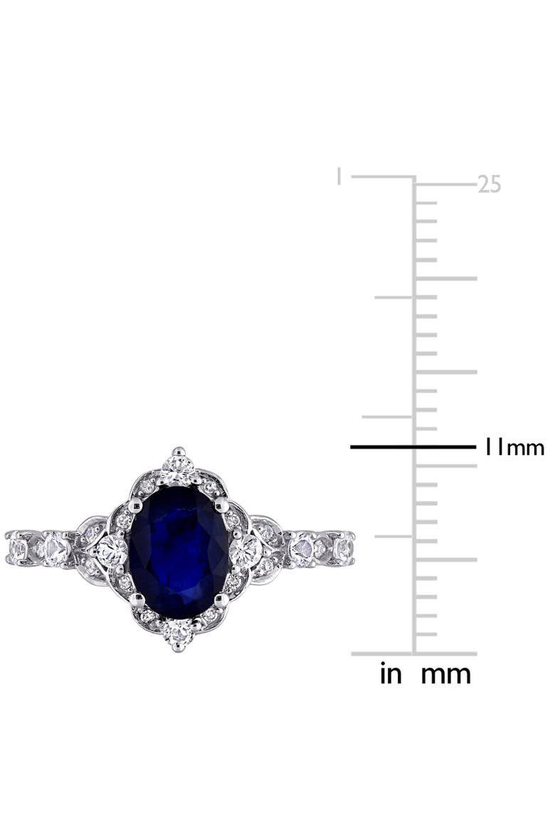 Gemstone & Diamond Oval Vintage Ring 10k, Alternate, color, Sapphire/White Gold