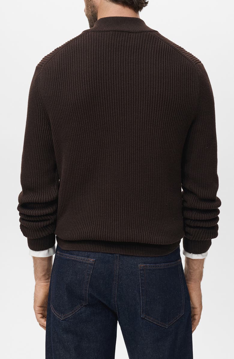 MANGO Perkins Quarter Zip Sweater, Alternate, color, Chocolate
