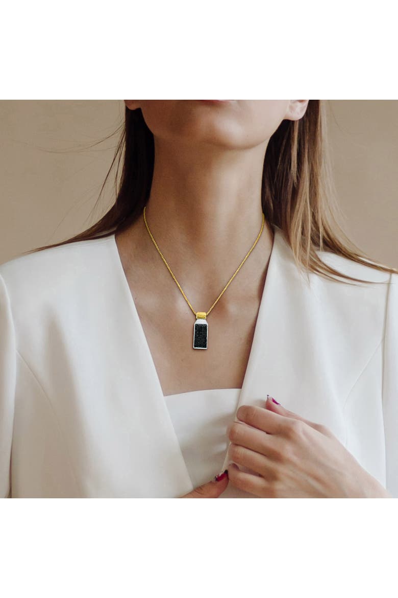 Black Diamond Rectangular Cluster Necklace 14k, Alternate, color, Black Diamond