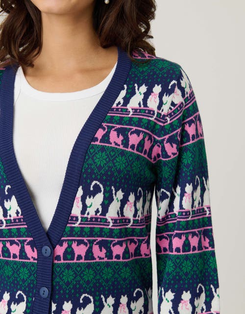 Unique Vintage Cropped Knit Cardigan In Blue