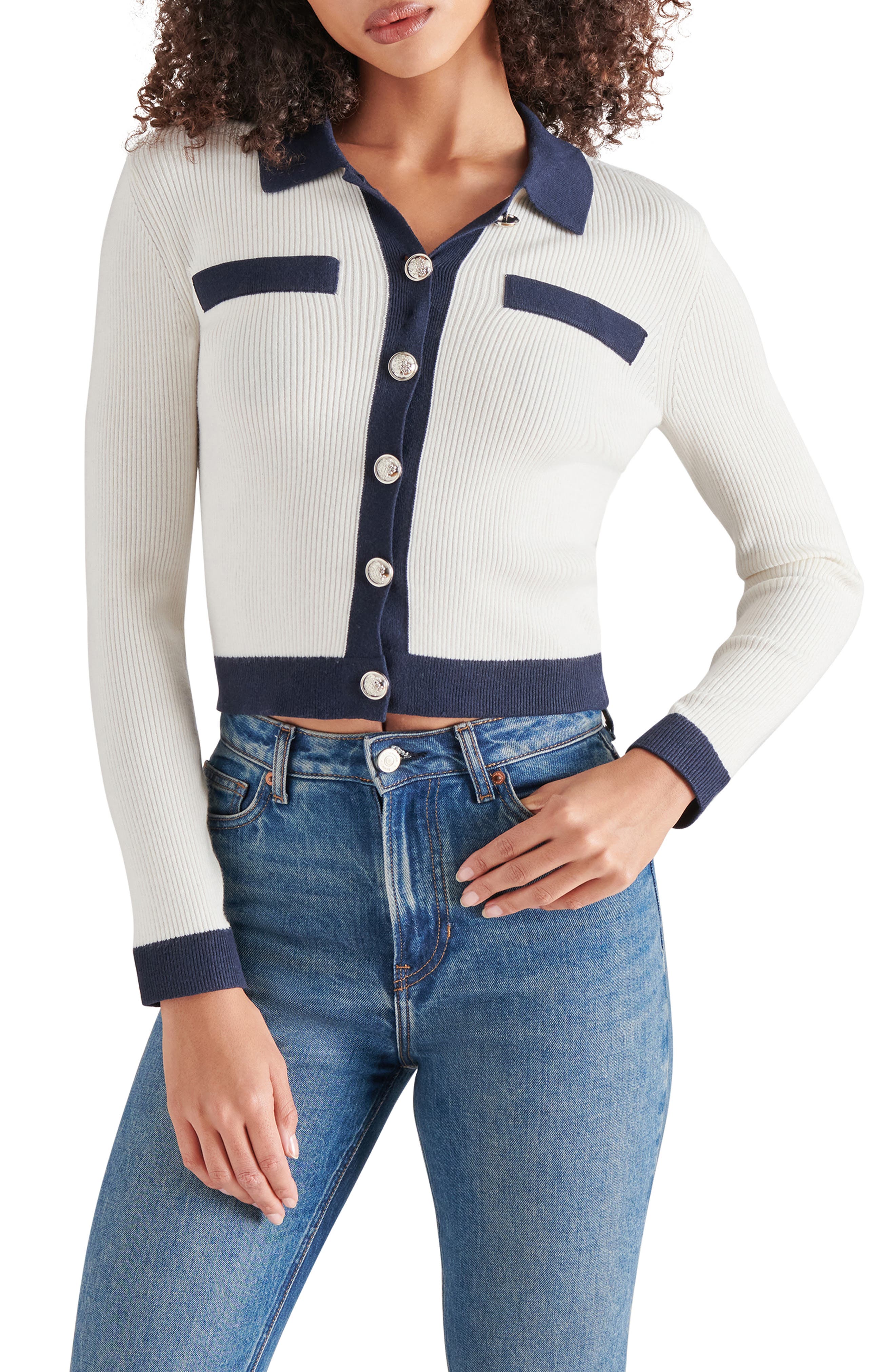Steve Madden Ayda Collar Rib Cardigan