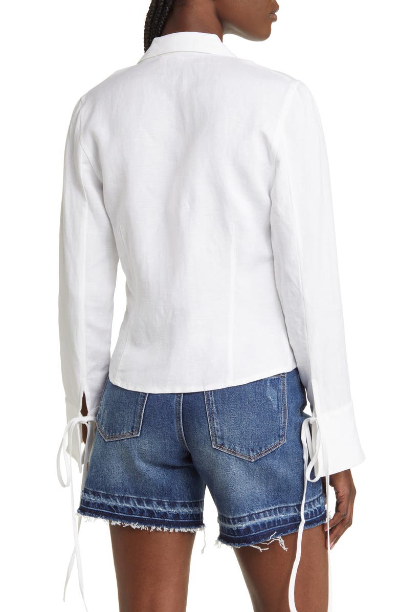 BLANKNYC Tie Front Linen Blend Shirt, Alternate, color, 