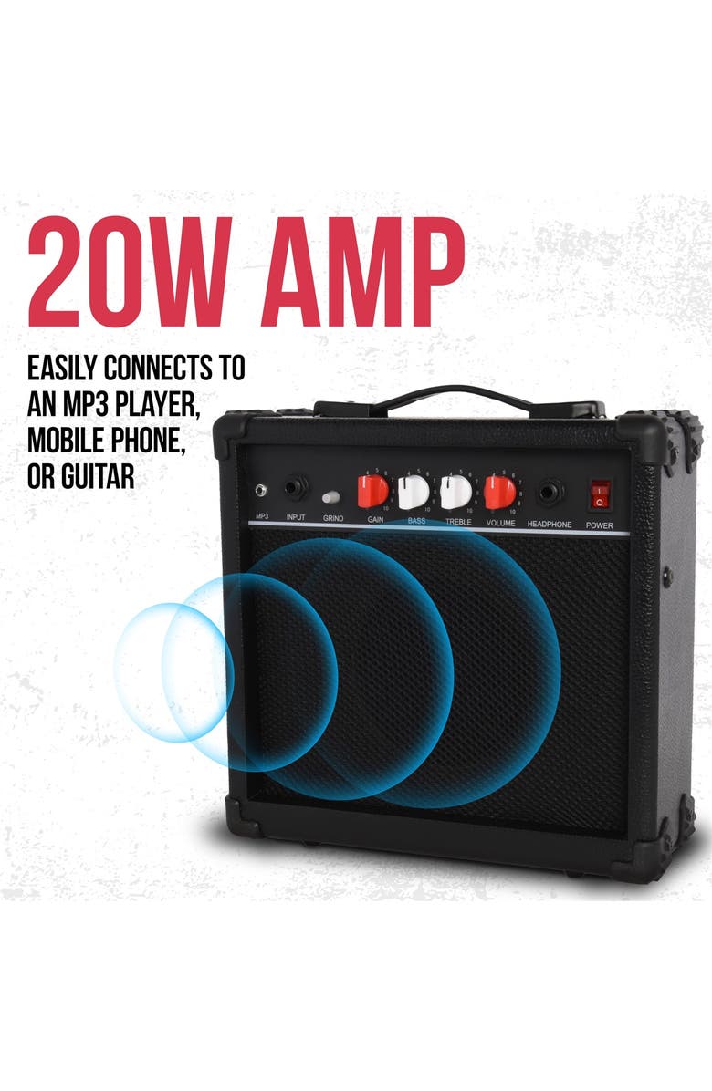 Lyxpro 30 Beginner Electric Guitar Kit with 3/4 Size Guitar, Amp, Six Strings and More, Alternate, color, Black
