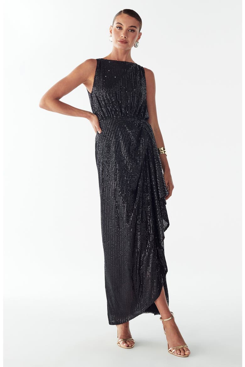 Dewan Maxi Dress, Alternate, color, Black Sequin