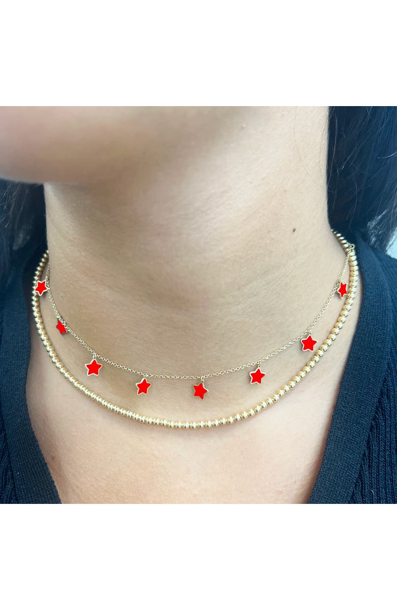 The Lovery Fine Jewelry Coral Star Dangle Necklace, Alternate, color, Coral