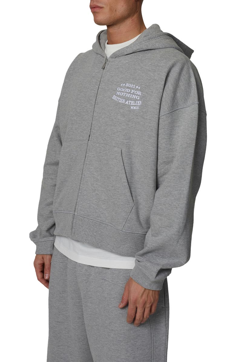 Good For Nothing Boxy-Fit Zipped Icarus Hoodie, Alternate, color, Grey