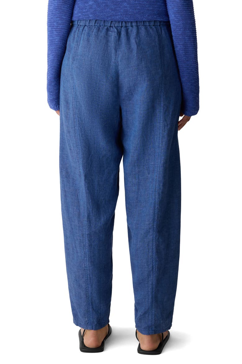 Pleated Organic Linen Lantern Ankle Pants, Alternate, color, DEEP DIVE