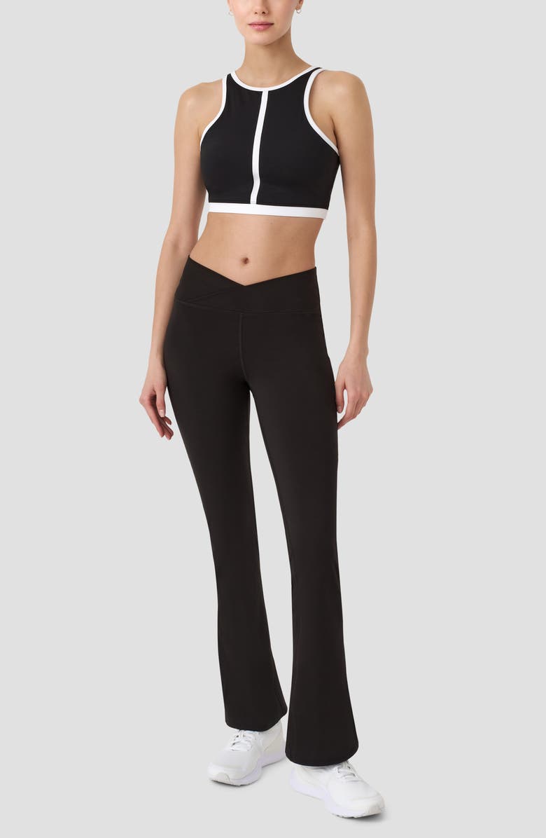 RM Rebecca Minkoff Crossover Waist Flare Leggings, Alternate, color, Black