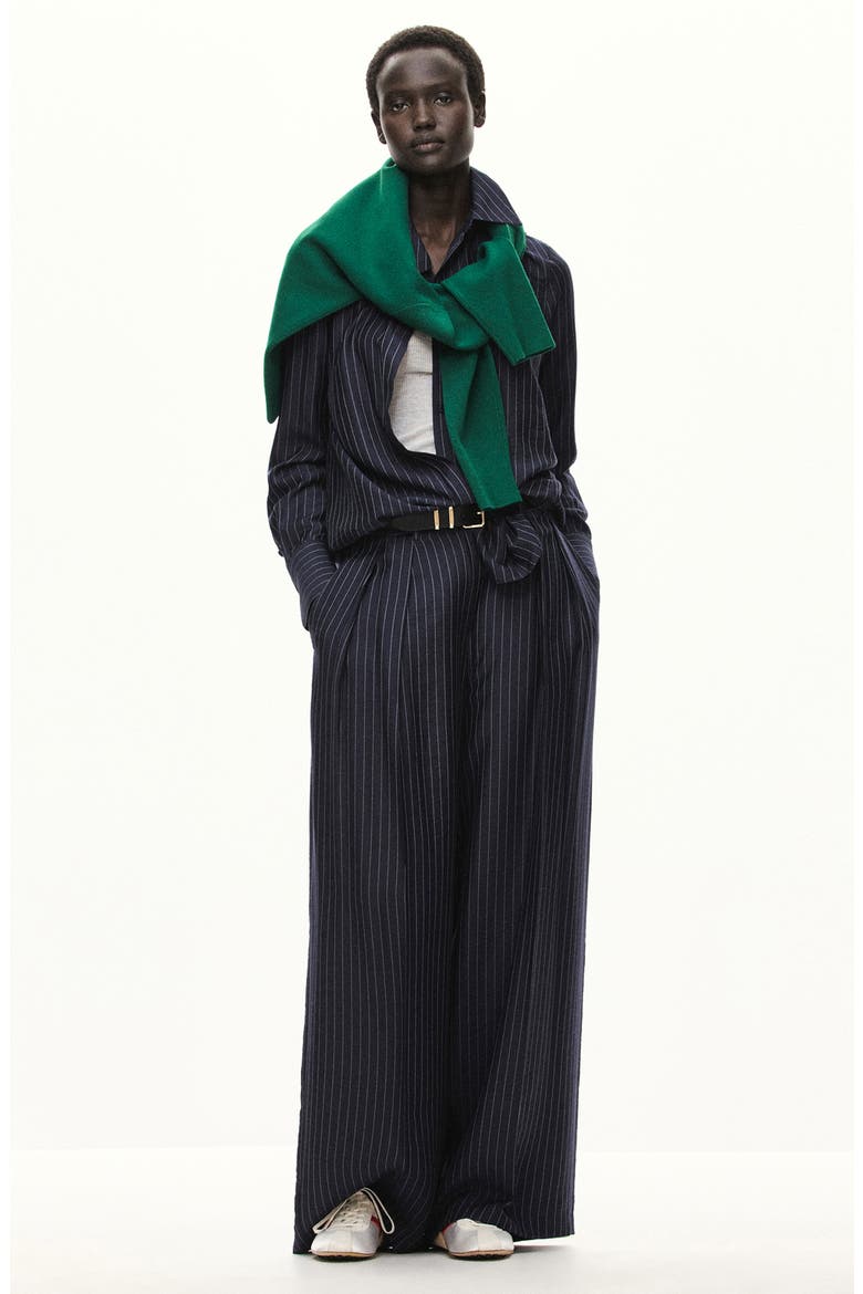 Pinstripe Shirt, Alternate, color, NAVY
