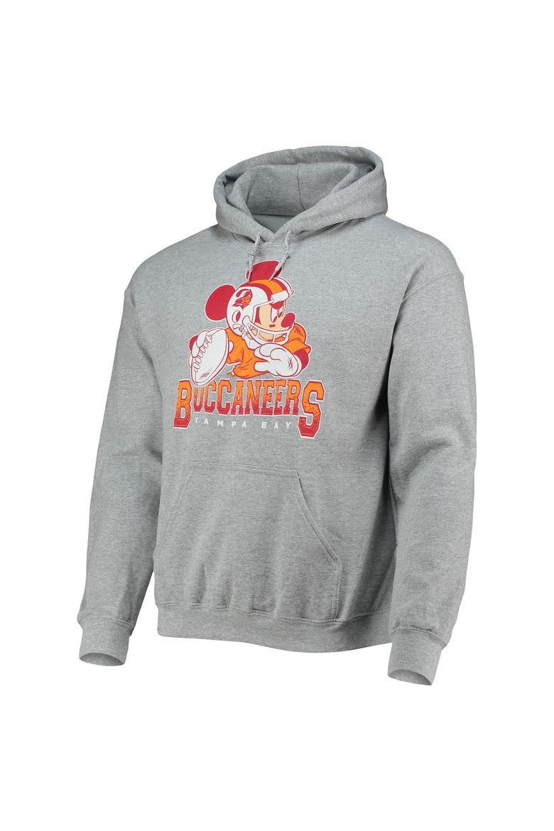 Men's Junk Food Heathered Gray Tampa Bay Buccaneers Disney Mickey Quarterback Pullover Hoodie, Alternate, color, Heather Gray