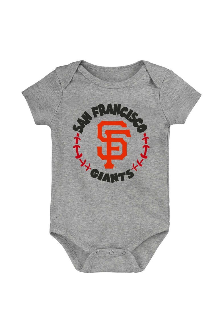 Infant Orange/White/Heather Gray San Francisco Giants Biggest Little Fan 3-Pack Bodysuit Set, Alternate, color, Orange