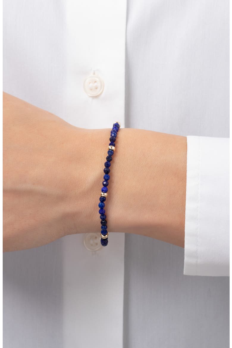 Lapis Lazuli & 14K Gold Stretch Beaded Bracelet, Alternate, color, BLUE LAPIS