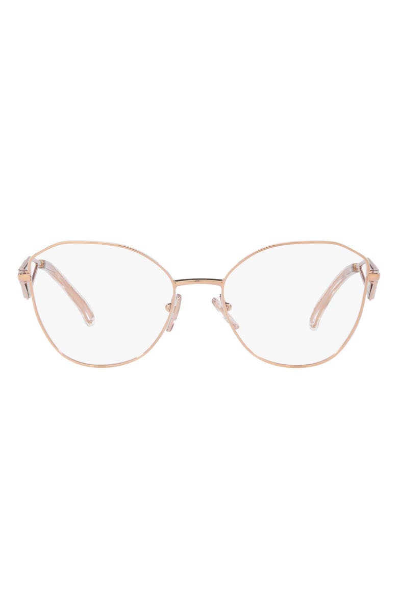 Prada 55mm Round Optical Glasses, Main, color, Pink Gold