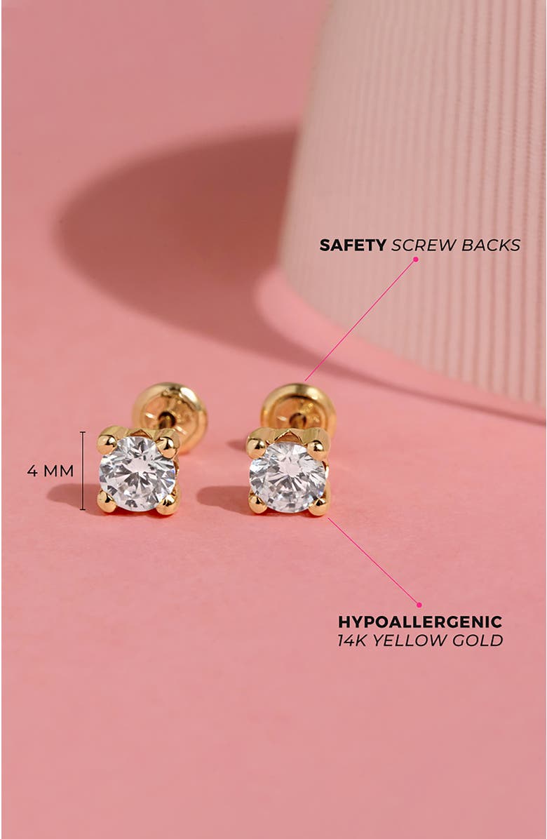 In Season Jewelry 14k 4 Prong Cubic Zirconia Solitaire Earrings, Alternate, color, Gold