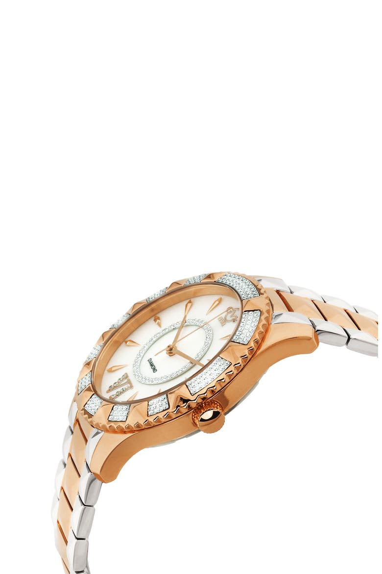 Venice Mother of Pearl & Diamond Bracelet Watch, 39mm - 0.0038 ctw, Alternate, color, TWO TONED SS IPRG