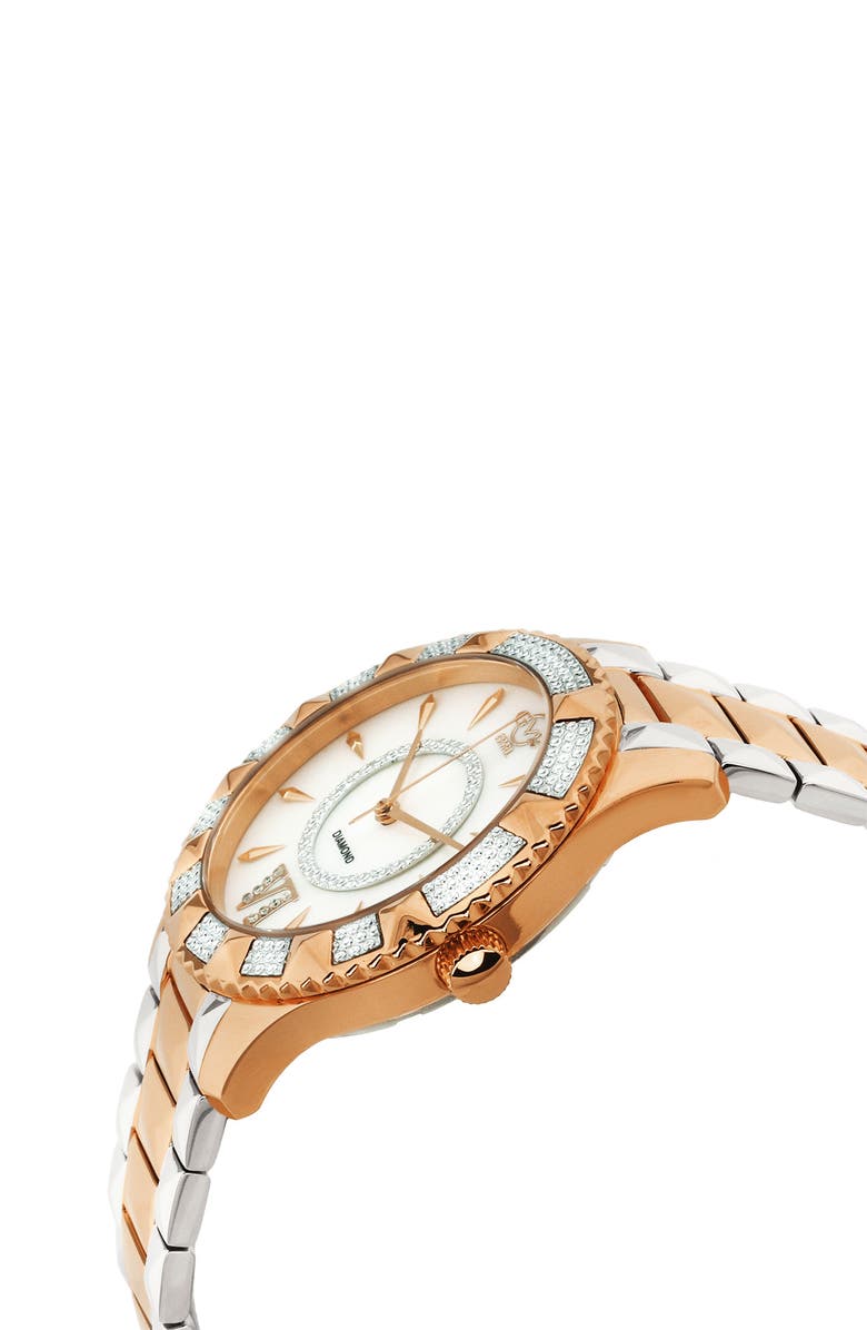GV2 Venice Mother of Pearl & Diamond Bracelet Watch, 39mm - 0.0038 ctw, Alternate, color, Two Toned Ss Iprg