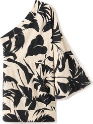 MANGO Abstract Leaf Print One Shoulder Minidress