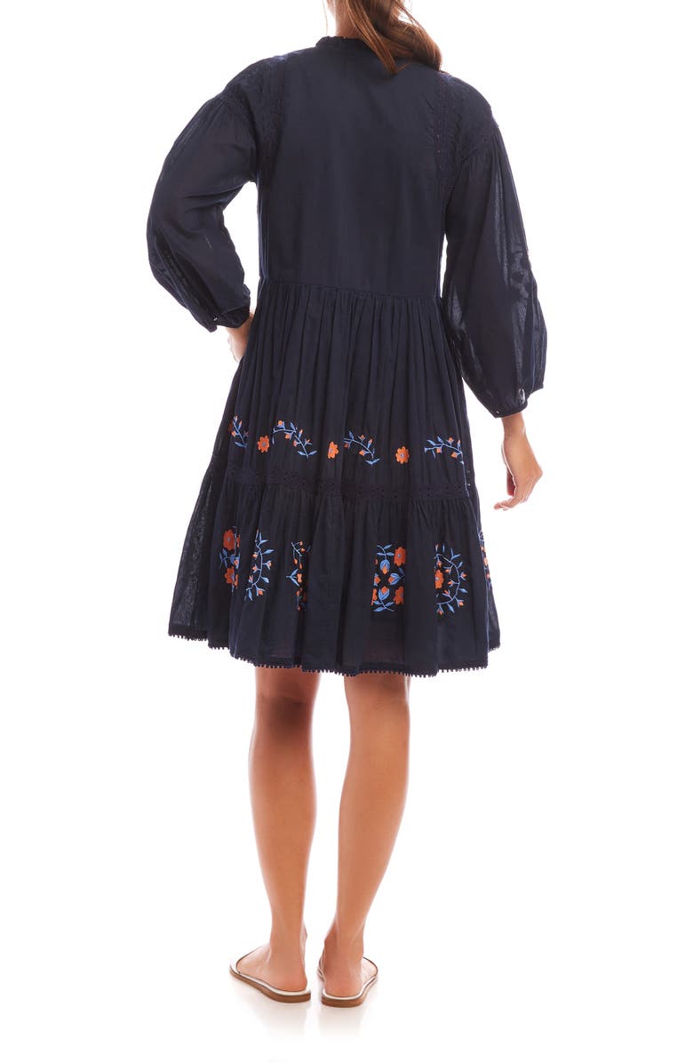 Karen Kane Floral Embroidered Pintuck Pleat Long Sleeve Dress, Alternate, color, 