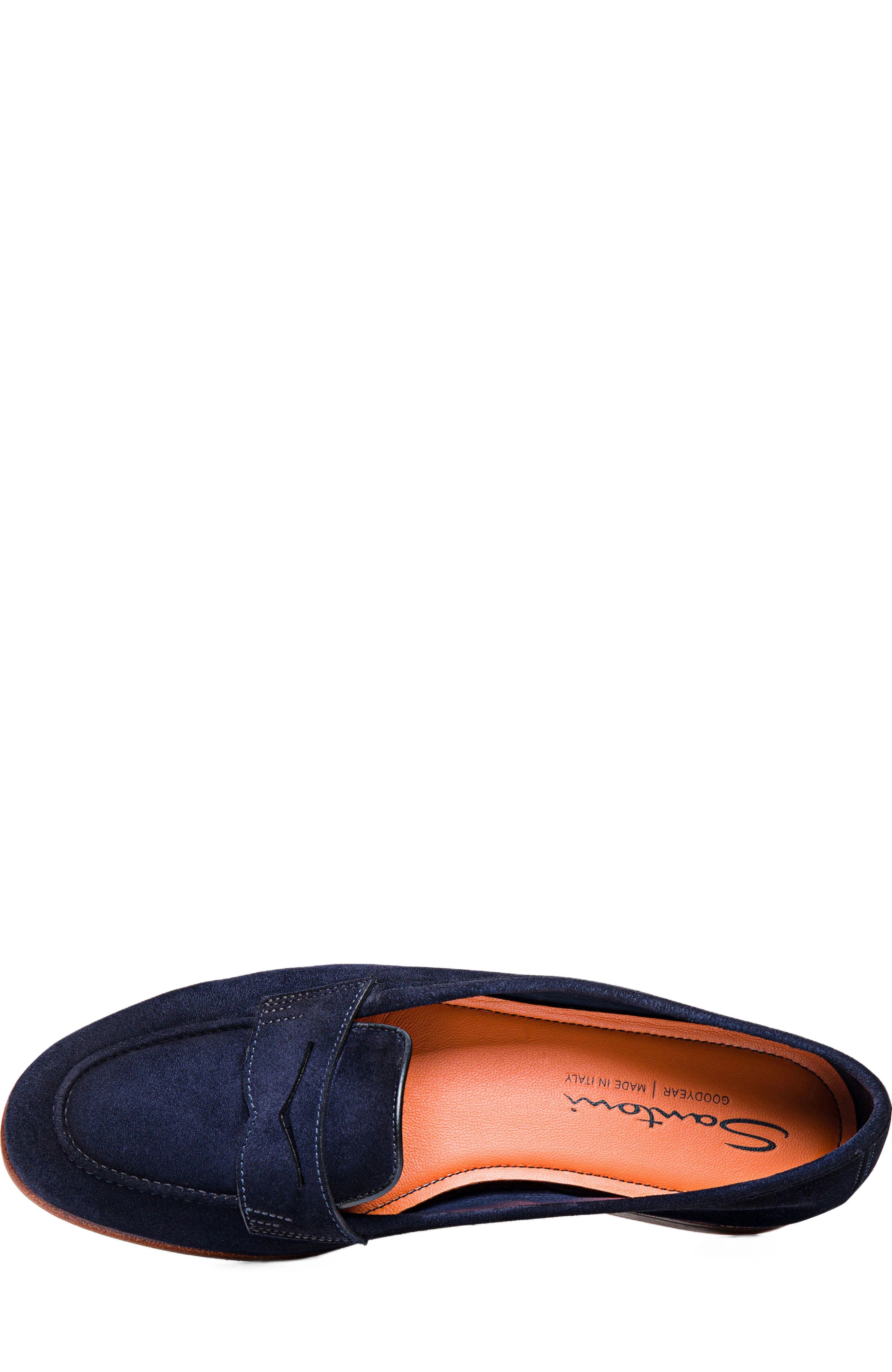 Santoni Women's suede Carla loafer, Alternate, color, Blue