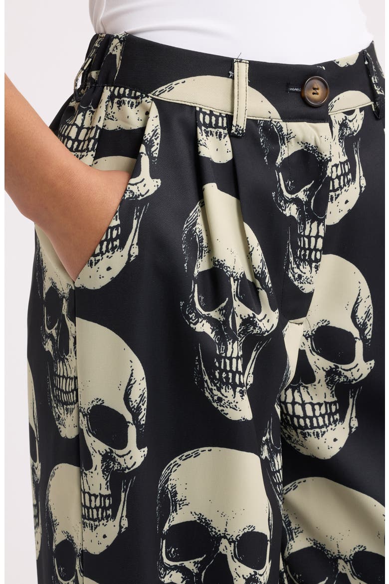 Never Taking These Off Skull Print Wide Leg Trousers, Alternate, color, BLACK SKULLS