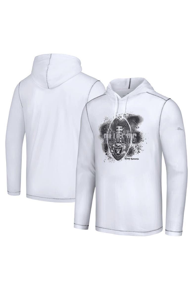 Men's Tommy Bahama White Las Vegas Raiders Graffiti Touchdown Pullover Hoodie, Main, color, White