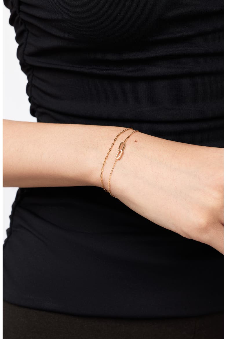 Solid Yellow Gold - Diamond Link Bracelet, Alternate, color, Gold