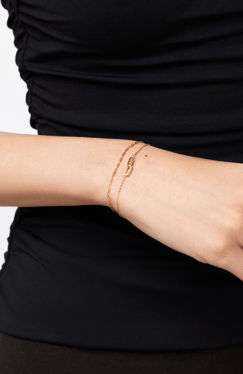 Ana Luisa Solid Yellow Gold - Diamond Link Bracelet, Alternate, color, Gold