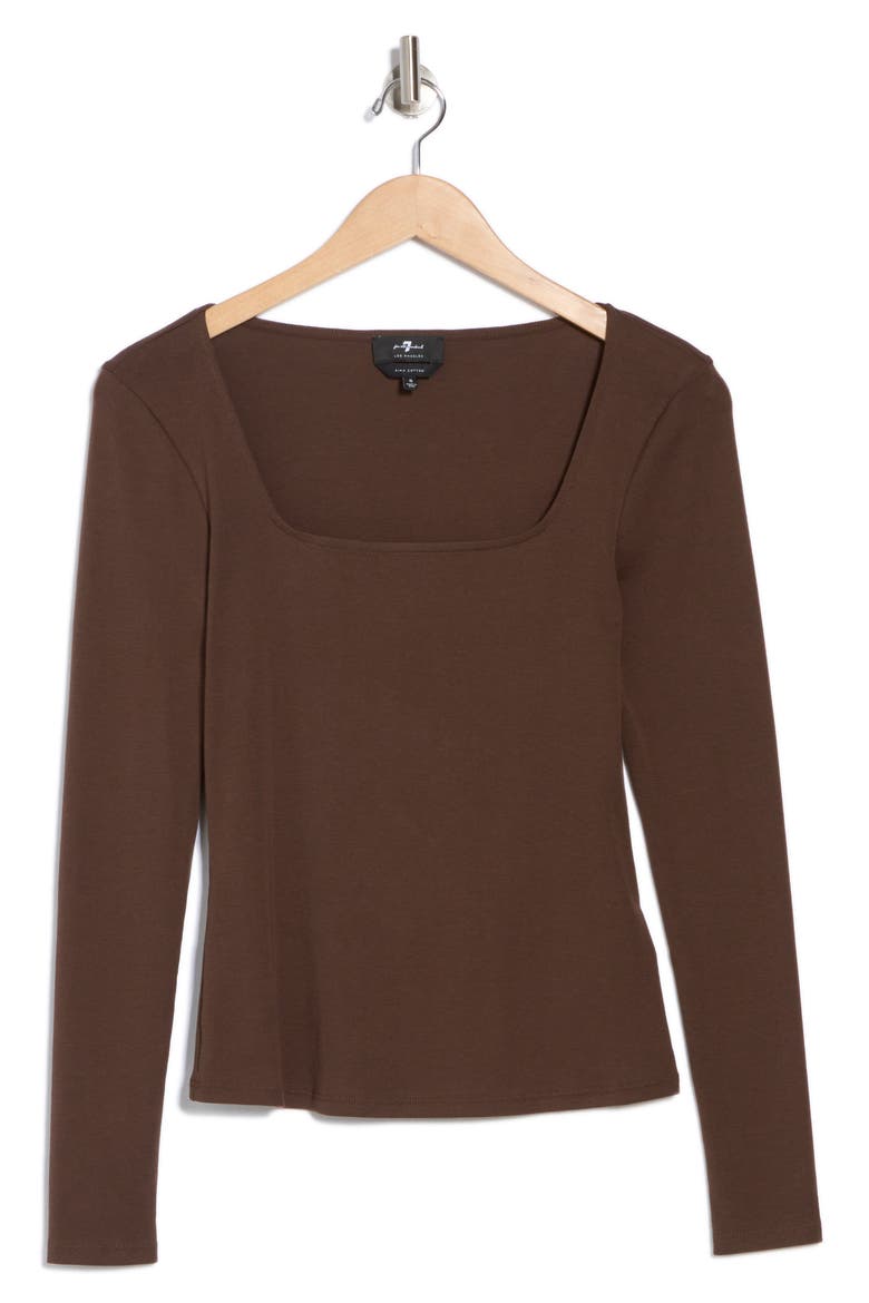 Long Sleeve Square Neck Top, Alternate, color, HOT FUDGE