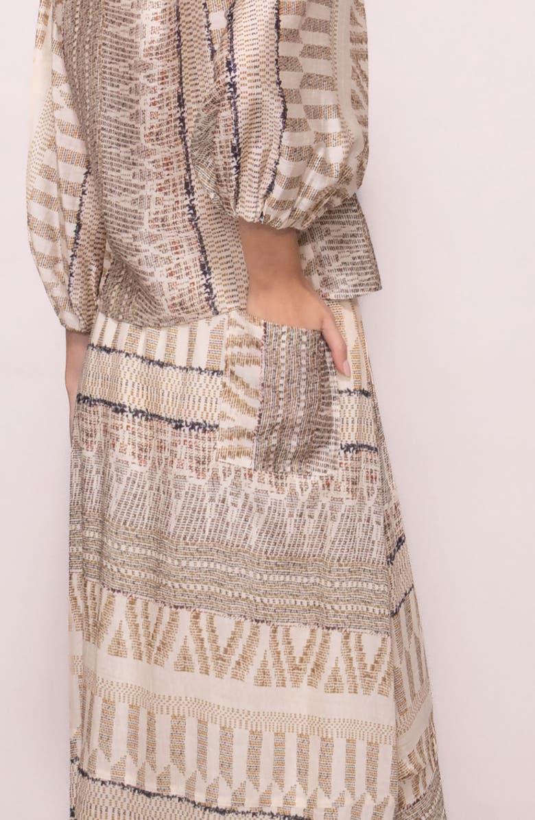 MELLODAY Print Midi Skirt, Alternate, color, Blush Multi