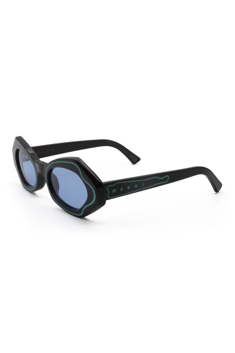 53mm Square Sunglasses, Alternate, color, BLACK/ GREEN / GREEN