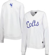 THE WILD COLLECTIVE Women's The Wild Collective White Indianapolis Colts Cheer V-Neck Fleece Pullover Sweatshirt