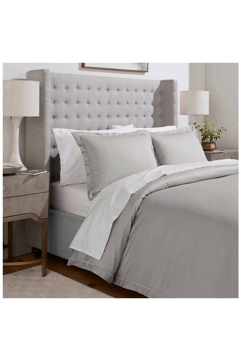 Embroidered Duvet Cover & Sham Set, Main, color, PEWTER