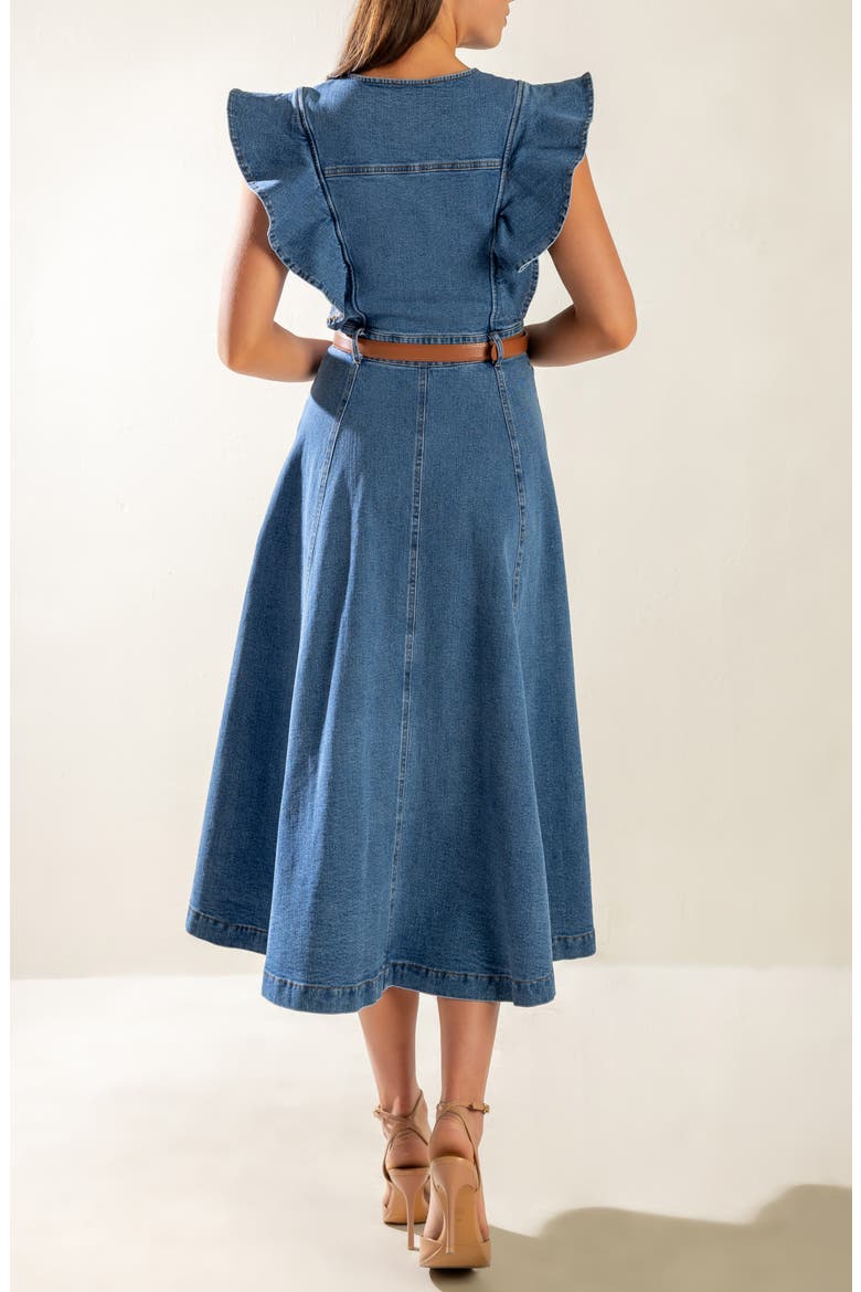 Belted Denim Midi Dress, Alternate, color, INDIGO DENIM