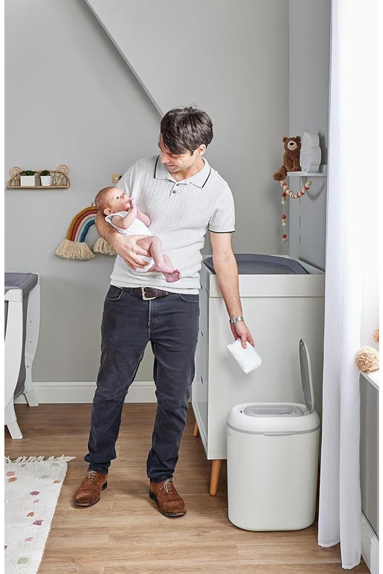 Diaper Disposal Bin, Alternate, color, WHITE/ GREY