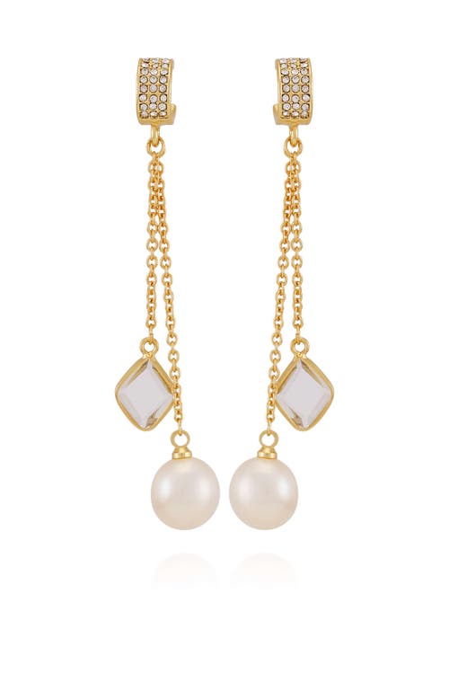 Vince Camuto Dangle Earrings With Freshwater Pearl Crystal Drop In Gold